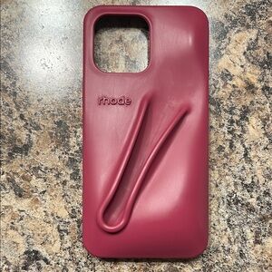 RHODE Burgundy Silicone Phone Case with Integrated Hand Groove